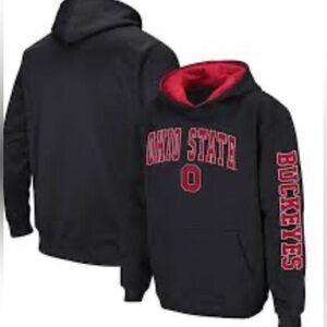 NWT Colosseum Youth Child Black Red Ohio State Buckeyes Pull Over Hoodie- Size L